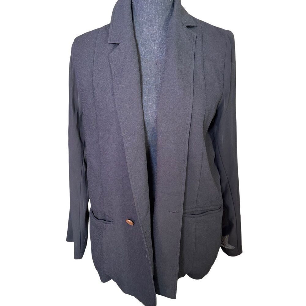 Sophie Rue Black Blazer with Single Button Closure and Sheer Back Sz Large